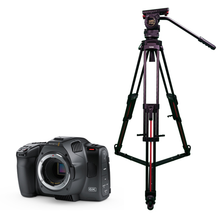 Blackmagic Design Pocket Cinema Camera 6K G2 with Teris TS-H12CF-Q 2-Stage Carbon Fiber 75mm Flat Base Video Tripod System