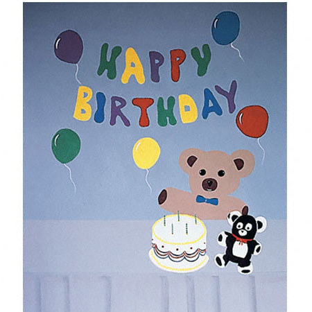 Studio Dynamics Holiday Scenic Series 10x20' Muslin Background, Happy Birthday.