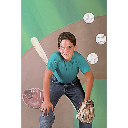 Studio Dynamics Sports Scenic Series 12x24' Muslin Background, Baseball Equipment.