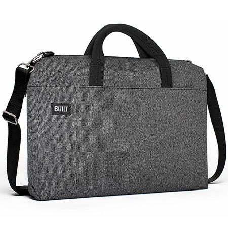 Built Hudson Series Slim Laptop Bag for 15" Laptop, Gray