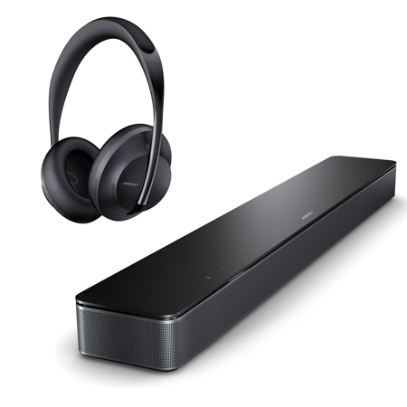 Bose Smart Soundbar 300, Black with Bose 700 Bluetooth Headphones, Triple Black