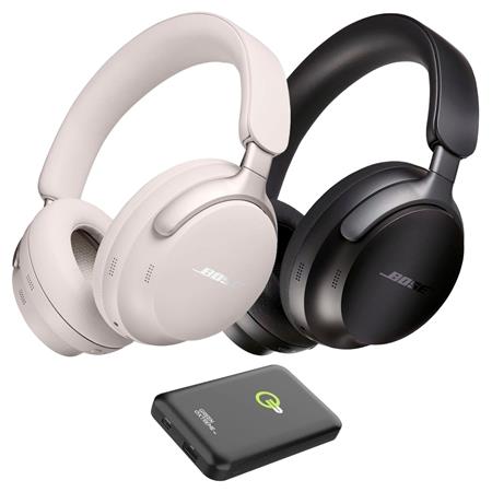 Bose QuietComfort Ultra Wireless Over-Ear Headphones Black & White, & Power  Bank 880066-0100