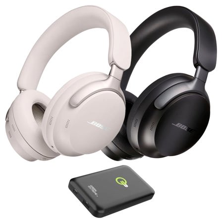 Bose QuietComfort Ultra Wireless Over-Ear Headphones Black & White, & Power  Bank 880066-0100