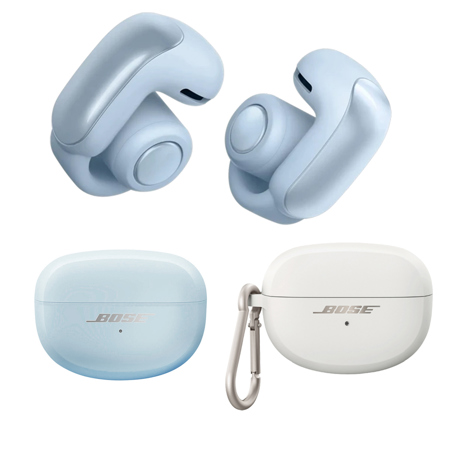 Bose Ultra Open Wireless Earbuds, Moonstone Blue, with White Smoke Case Cover