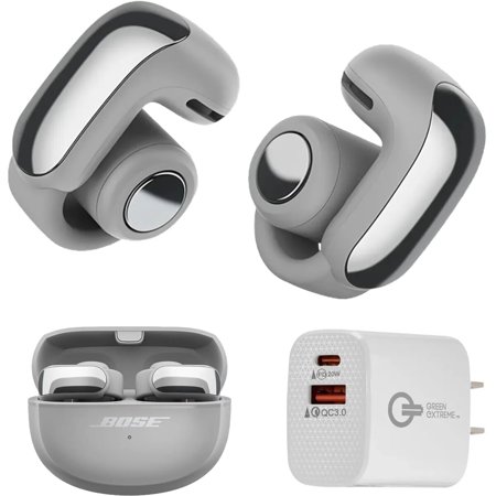 Bose Ultra Wireless Open Moonlight Gray Earbuds with Wall Charger