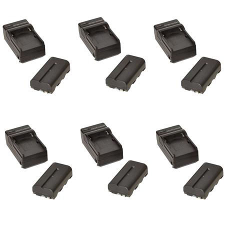 Bescor BCK108 NPF-Style Non-Decoded 7.4V 2200mAh Battery and Universal 18W Automatic Battery Charger Kit, 6-Pack