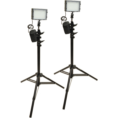 Bescor Field Pro FP-180KL Bi-Colored Dual LED & 5 Hour Battery Studio Lighting Kit, Includes 2x FP-180 Bi-Color LED Light, 2x LS-180 Stand, 2x FP-98NC Battery Pack