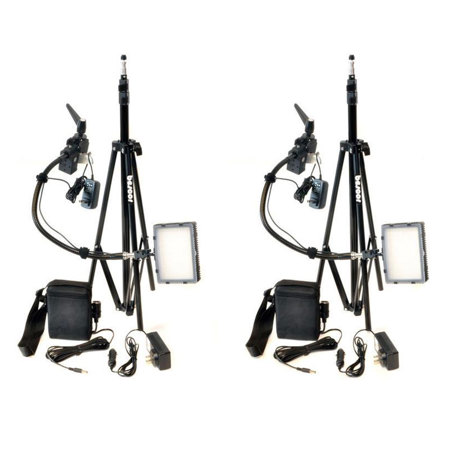Bescor Grip-182KB Gripper Bi-Color 2-Light Kit with 2x Light Stand & 2x Battery