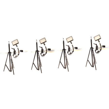 Bescor Grip-184K Gripper Gooseneck Bi-Color 4-Light Kit with 4x Light Stand