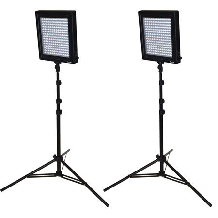Bescor LED-200K, Twin 200W LED Dimmable Studio Light Kit - 400 Watt Combined