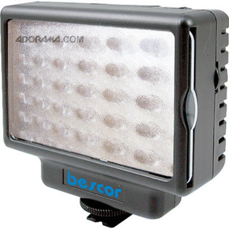 Bescor LED-50DA Dimmable LED On Camera Light, Bundle w/Flat 2 Shoe Mount Bracket