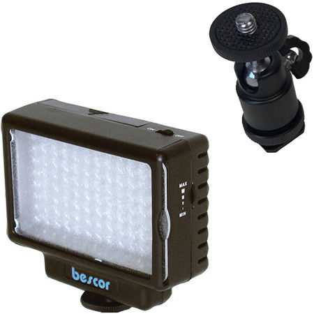 Bescor LED-70 Dimmable 70W On-Camera LED Light Kit with SM1 Ball Head Mount
