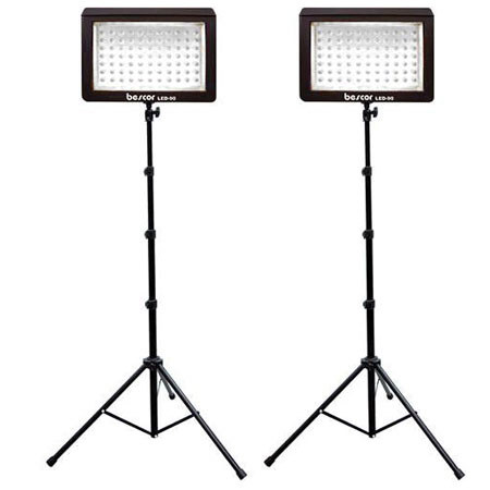 Bescor LED-90K Studio/Field LED Video Light Kit, Stand