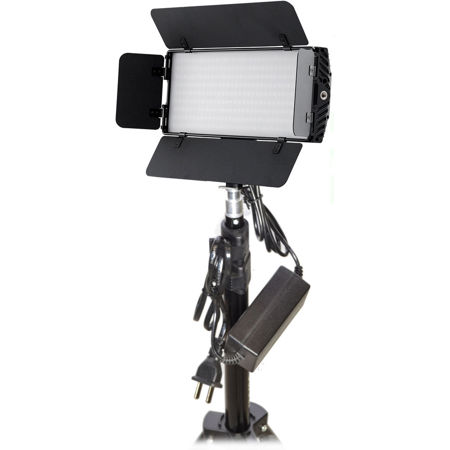Bescor Photon Metal Bi-Color On-Camera LED Light with Built-In Barndoors and Digital Display