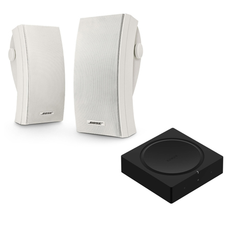Bose 251 Outdoor Environmental Speakers, White, with Sonos 2.1 Amplifier
