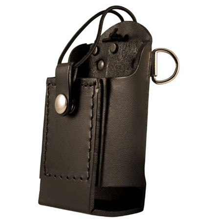 Boston Leather Firefighter's Radio Holder with D-Rings & Elastic Strap