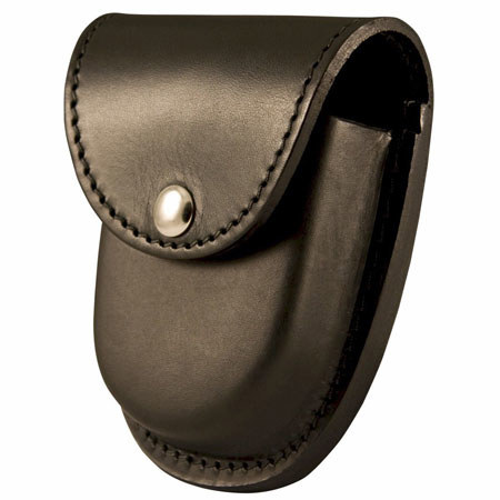 Boston Leather Closed Rounded Bottom XL Handcuff Case, Black Plain