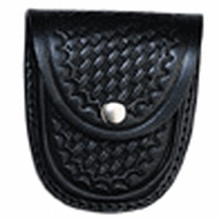 Boston Leather Closed Rounded Bottom XL Handcuff Case, Black Basketweave