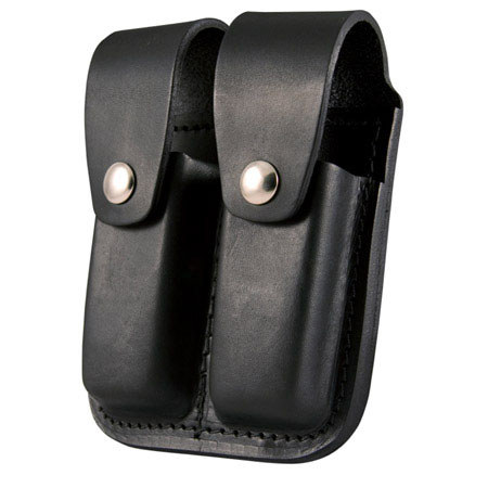 Boston Leather Double Magazine Pouch, Black Solid