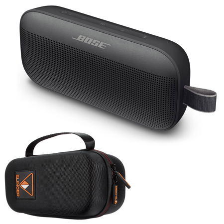 Bose SoundLink Flex Bluetooth Speaker, Portable Speaker with Microphone, Wireless Waterproof Speaker for Travel, Outdoor and Pool Use with Slinger Hard Travel Case & USB Plug