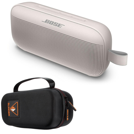 Bose SoundLink Flex Bluetooth Speaker, White Smoke + Slinger Hard Travel Case