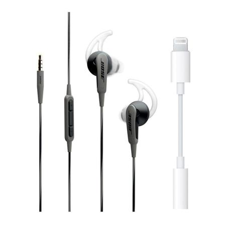Bose SoundSport In-Ear Headphones for Apple Devices Charcoal With 3.5mm Adapter