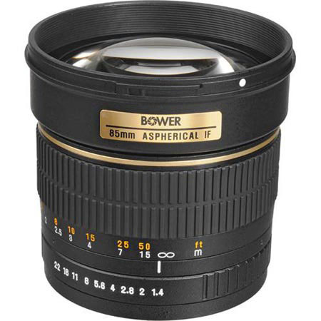 Bower 85mm f/1.4 Lens for Canon Cameras, with Hood,Case