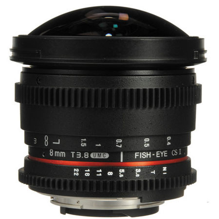 Bower 8mm T/3.8 Fisheye HD Cine Lens for Nikon DSLR Mount