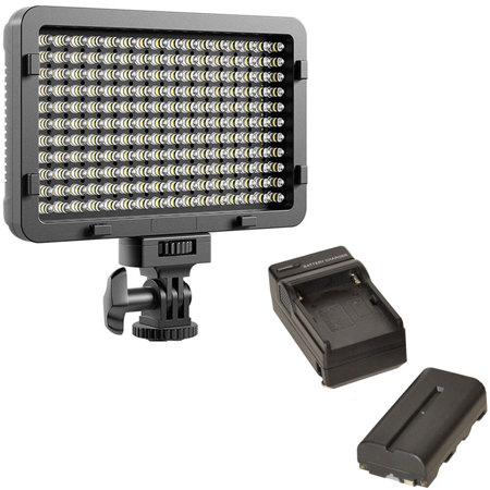 Bescor WAFFLEB 300W 176 Daylight Bulb LED On-Cam Light Kit w/Battery, Charger
