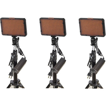 Bescor WAFFLEK Triple 300W 176 Daylight Bulb LED Studio Light Kit