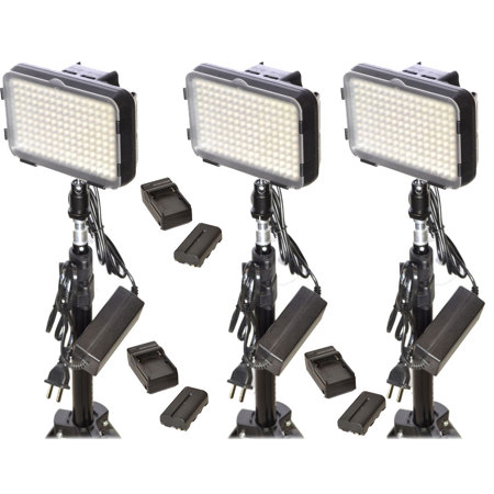 Bescor XT160 Bi-Color On-Camera LED 3-Light Kit