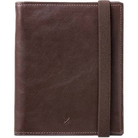 Barber Shop Fringe Leather Passport and Memory Card Holder, Dark Brown Leather
