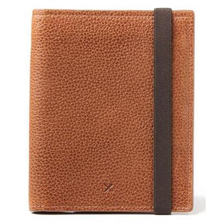 Barber Shop Fringe Leather Passport and Memory Card Holder, Grained Brown Leather