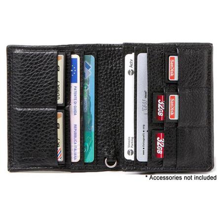Barber Shop Pixie Leather Credit and Memory Card Organizer, Black Leather