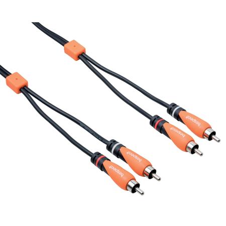 Bespeco 9.8' 2x RCA Male to 2x RCA Male Audio Cable, Black/Orange