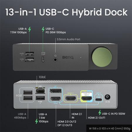 BenQ beCreatus DP1310 USB-C Hybrid Dock, Gray DP1310 - Adorama BenQ beCreatus DP1310 USB-C Hybrid Dock, Gray DP1310 - Adorama