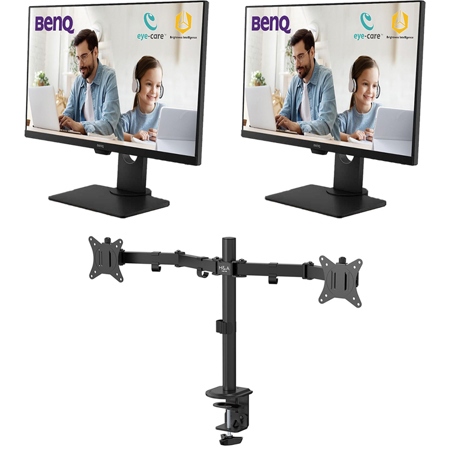 BenQ GW2780T 27" 16:9 Full HD IPS LCD Monitor, 2-Pack with Dual Desk Mount Stand