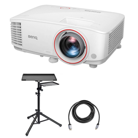 BenQ TH671ST WUXGA Full HD Home Entertainment DLP Projector for Gaming with Short Throw, 3000 Lumens Bundle with Laptop Stand and Accessory Tray, HDMI 2.0 Cable