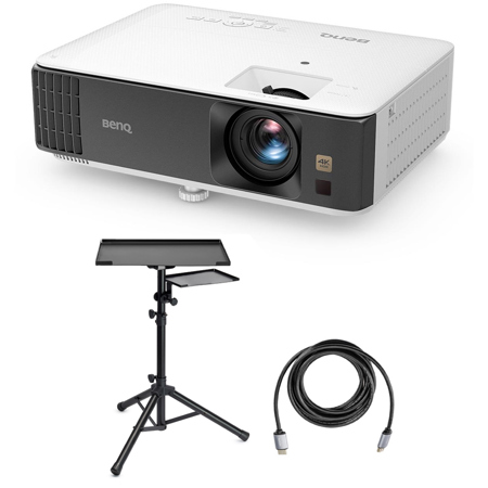 BenQ TK700 4K HDR 16ms Low Input Lag Gaming DLP Projector Bundle with Laptop Stand and Accessory Tray, HDMI 2.0 Cable