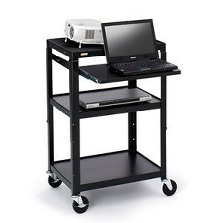 Bretford 27-43" Adjustable AV Cart with 4" Caster and Electrical Unit, Black