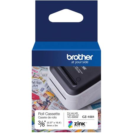 Brother CZ-1001 0.37"x16.4' Long Label Roll with Zink Zero Ink Technology
