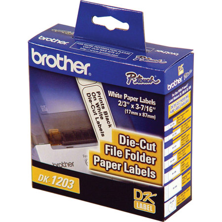 Brother DK1203 File Folder White Paper Labels, 300 Labels