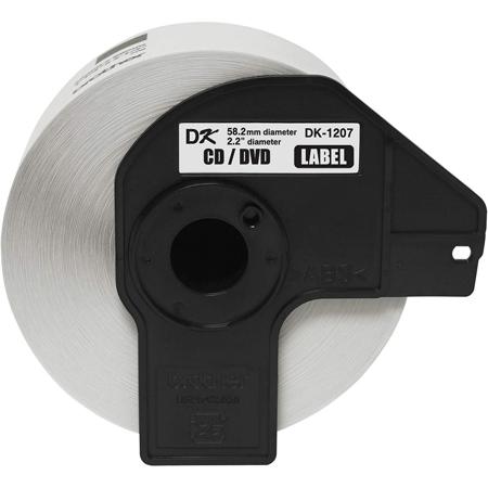 Brother 2.2" Diameter CD/DVD White Film Labels for QL Label Printers, 100 Labels