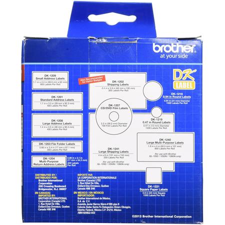 Brother 1.1" x 100ft Black on White Continuous Length Paper Tape