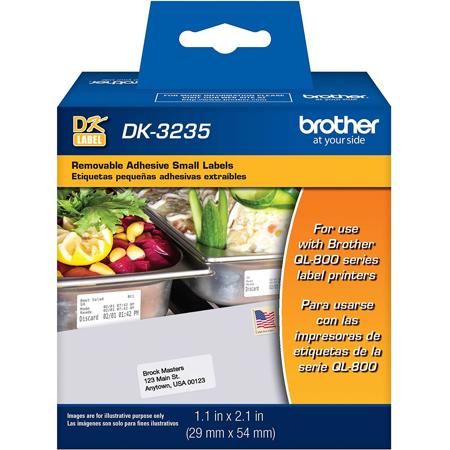 Brother 1.1x2.1" Small Removable White Paper Labels for QL-800, QL-810W and QL-820NWB Printers, 800 Labels Per Roll