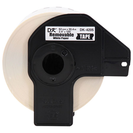 Brother 2.4" Removable Continuous Length Paper Tape, 2.4"x100', Black on White
