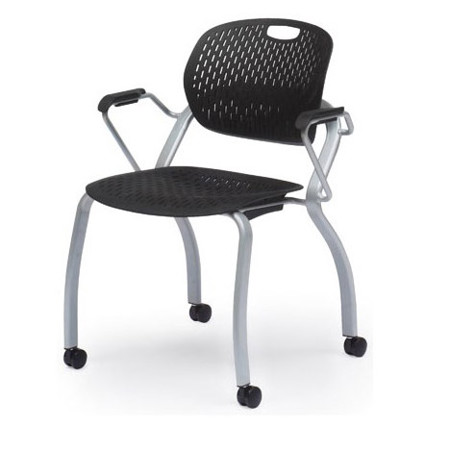 Bretford Student Arm Chair Stacking with Casters, Aluminum
