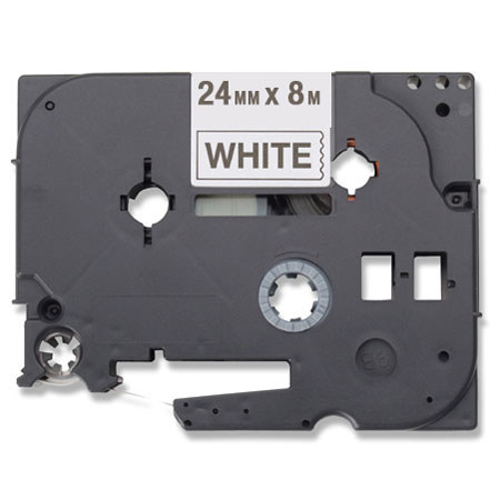 Brother 24mm Black on White HGe Tape with 8m Extra Strength Adhesive, 5 Pack