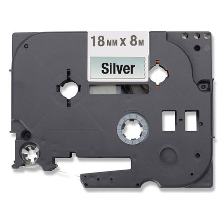 Brother 18mm Black on Matte Silver HGe Tape with 8m Adhesive, 5 Pack