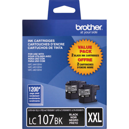 Brother LC107 Innobella Super High-Yield XXL Ink Cartridges, Black, 2-Pack